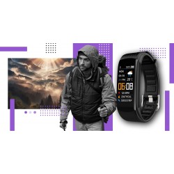 Smartband Giewont Fit&GO Duo GW200-3 - Black + Pasek Flora Violet