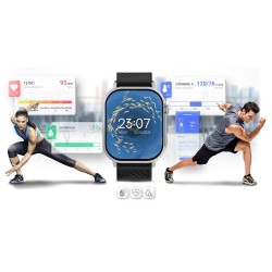 Smartwatch Gravity GT15-9 Czarny Pasek Silikonowy + Srebrna Bransoleta