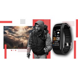 Smartband Giewont Fit&GO Duo GW200-1 - Black + Pasek Alert Red