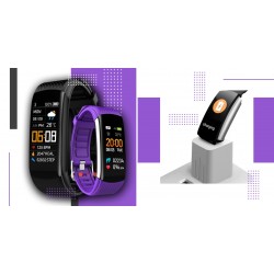 Smartband Giewont Fit&GO Duo GW200-3 - Black + Pasek Flora Violet