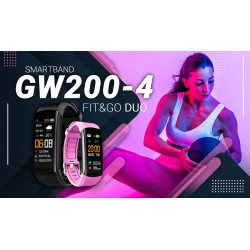 Smartband Giewont Fit&GO Duo GW200-4 - Black + Pasek Think Pink