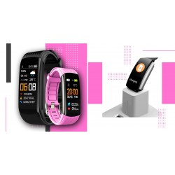 Smartband Giewont Fit&GO Duo GW200-4 - Black + Pasek Think Pink