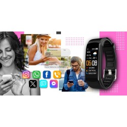 Smartband Giewont Fit&GO Duo GW200-4 - Black + Pasek Think Pink