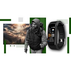 Smartband Giewont Fit&GO Duo GW200-5 - Black + Pasek Go Green