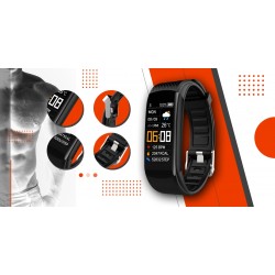 Smartband Giewont Fit&GO Duo GW200-9 - Black + Pasek Orange Power