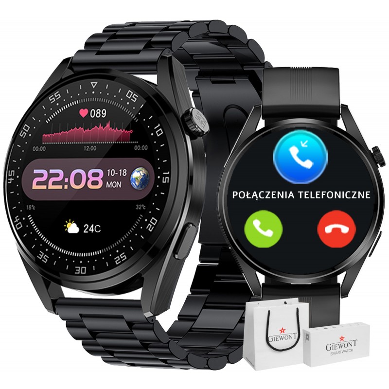 Smartwatch Giewont Vertex SmartCall GW450-1 Carbon/Carbon Silikon