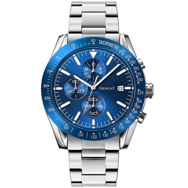 Zegarek Męski Giewont PrimeChrono GW8620-2 Chronograf Silver/Blue