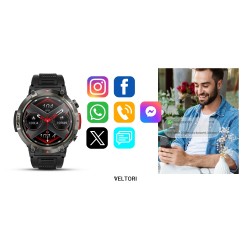 Smartwatch Veltori VT140-1 Czarny Pasek Silikonowy