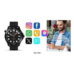 Smartwatch Veltori VT150-1 Czarny Pasek Silikonowy + Czarna Bransoleta