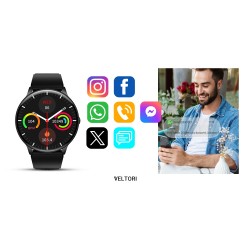 Smartwatch Veltori VT160-1 Czarny Pasek Silikonowy