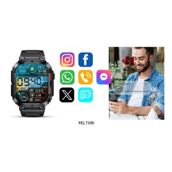 Smartwatch Veltori VT200-1 Czarny Pasek Silikonowy