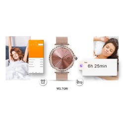 Smartwatch Damski Veltori VT320-1 Złota Bransoleta + Różowy Pasek Silikonowy