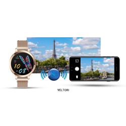 Smartwatch Damski Veltori VT340-1 Złota Bransoleta + Różowy Pasek Silikonowy