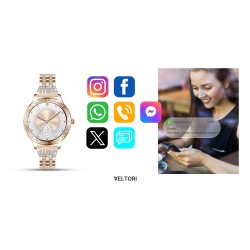 Smartwatch Damski Veltori VT350-1 Bransoleta Różowe Złoto